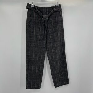 Aritzia Wilfred Jallade Gray Wool Cashmere Plaid Tie Waist Trouser Pants 4